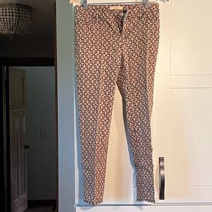 Ellen Tracy black tan print 5 pocket jean, cotton/spandex, not skinny fit, sz 2